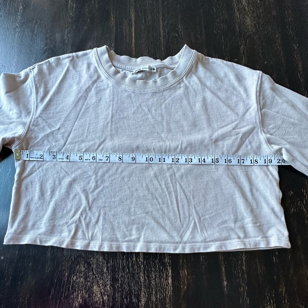 ZARA tan/cream cropped T-shirt. Size Small. - Picture 5 of 7